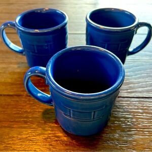 Set of 3 Discontinued Woven Traditions Longaberger Mugs in Cornflower Blue EUC